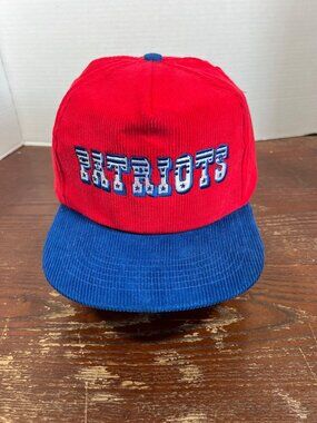 Vintage NFL Patriots Red & Blue Corduroy Snapback Hat Officially Licensed Starli